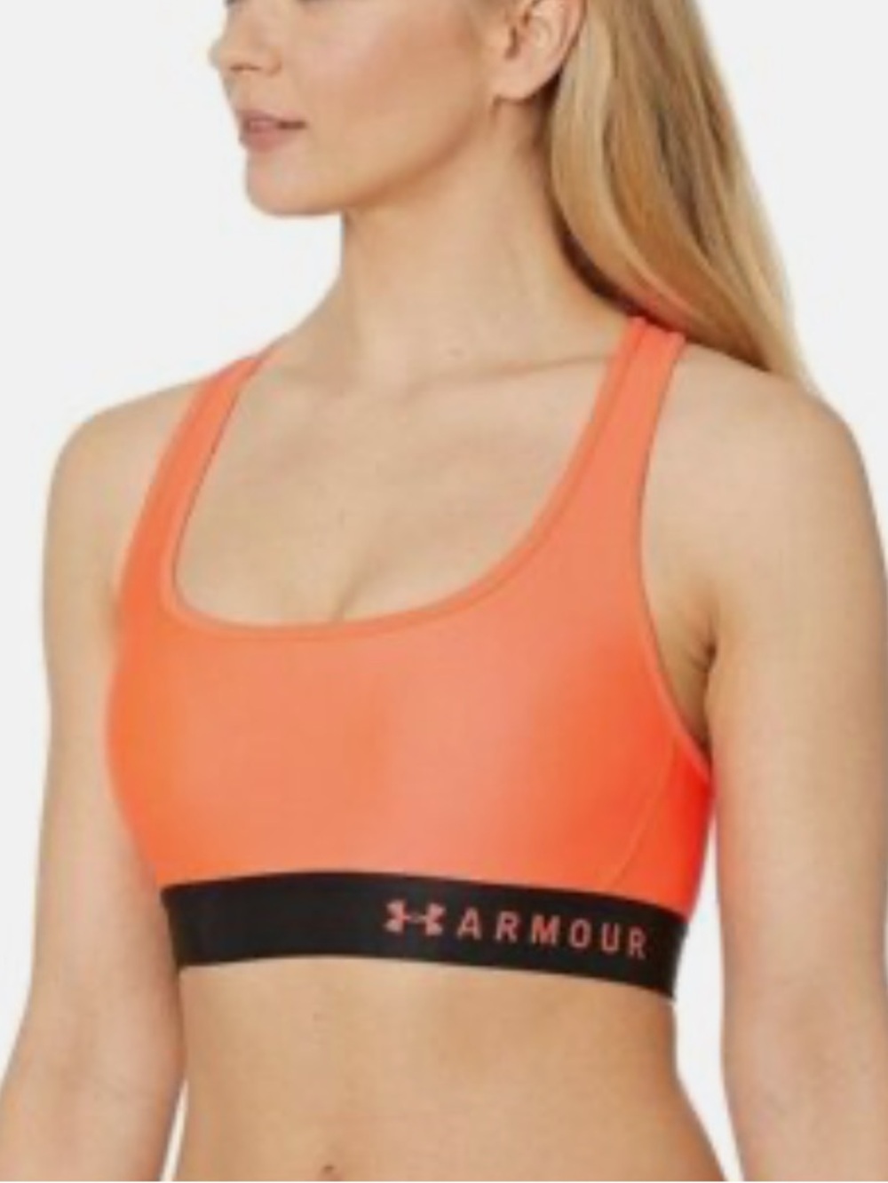 Under Armour Coral Crossback Sports Bra with Black Band and removable padding